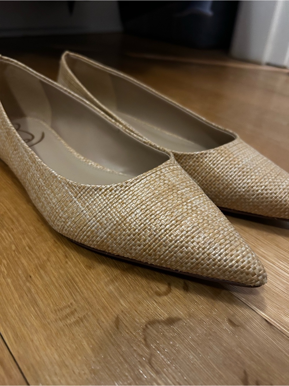 Pointed-Toe Natural Woven Ballet Flats - Sam Edelman